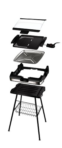 Kleiner Barbecue-Grill Elektro mit Standfuss und Glasplatte